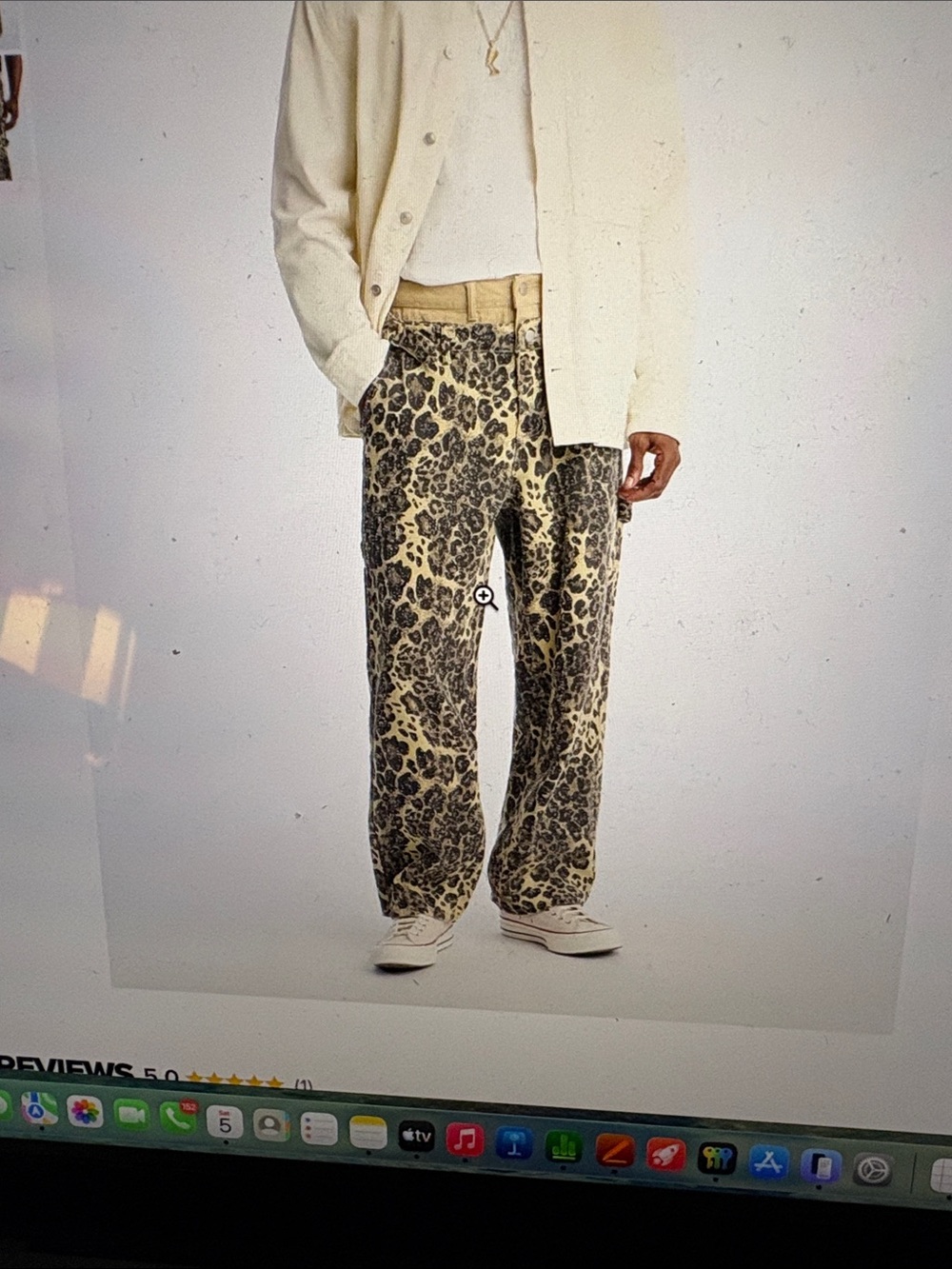 Fashion Nova Men's Leopard Print Chinos - Beige & Black